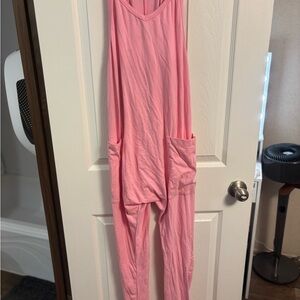 Pink Sleeveless Jumpsuit with Pockets